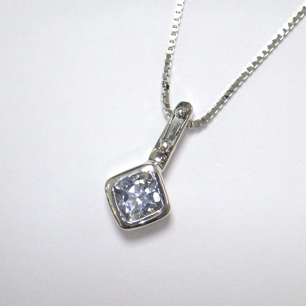SV900(Pt) チェーンSV925 アクアマリン/ダイヤモンド0.04ct ネックレス