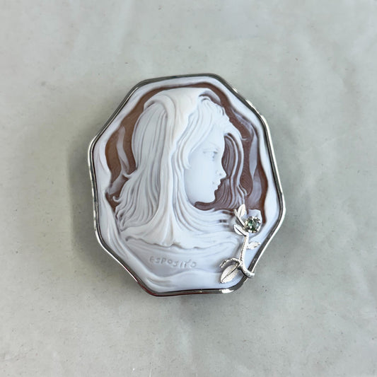 SV900(Pt)   カメオ/サファイア　ブローチ