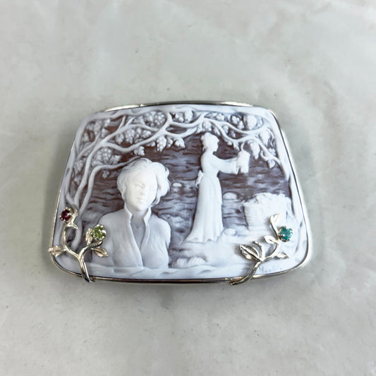 SV900(Pt)   カメオ/Ｐトルマリン/ペリドット/BGアパタイト　ブローチ