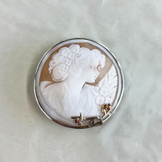 SV900(Pt)   カメオ/サファイア　ブローチ