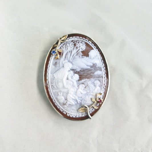 SV900(Pt)   カメオ/トルマリン/タンザナイト　ブローチ