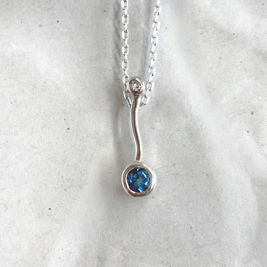 SV900(Pt)　チェーンSV925   ロンドンブルートパーズ/ダイヤモンド0.01ct  ネックレス