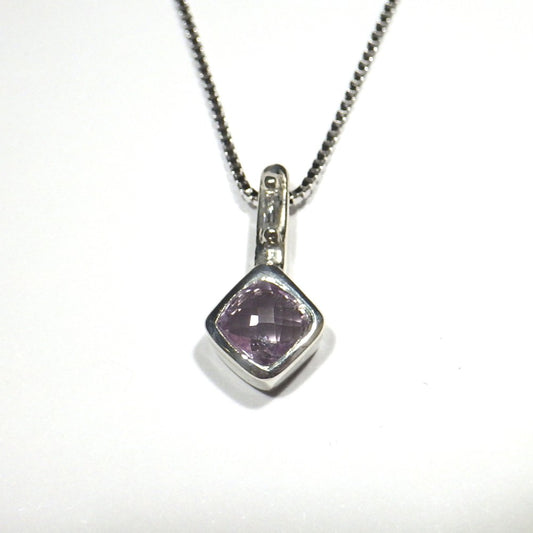 SV900(Pt)　チェーンSV925   ピンクアメジスト/ダイヤモンド0.05ct  ネックレス