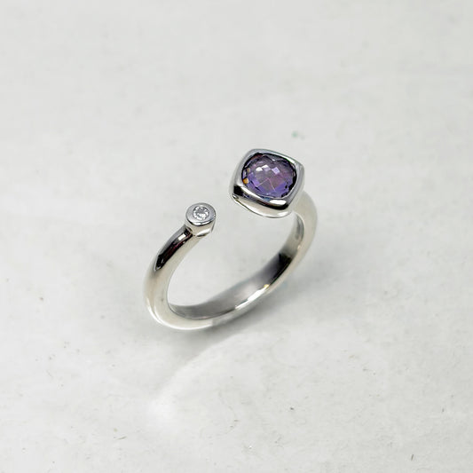 SV900(Pt)　ピンクアメジスト/ダイヤリング