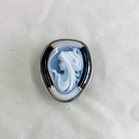 SV900(Pt)   ストーンカメオ/オニキス/K18　ブローチ